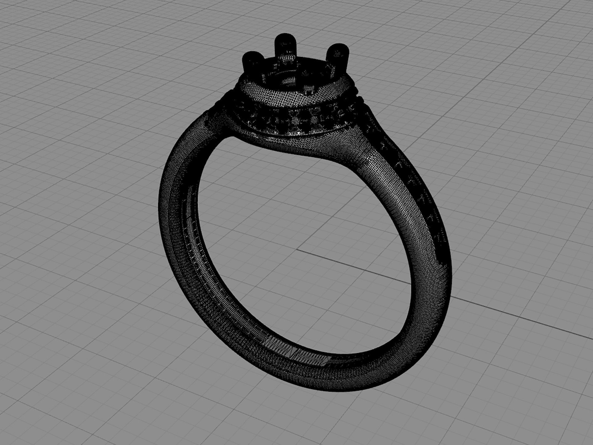 D-0995 diamond engagement ring gold 3D print model_4