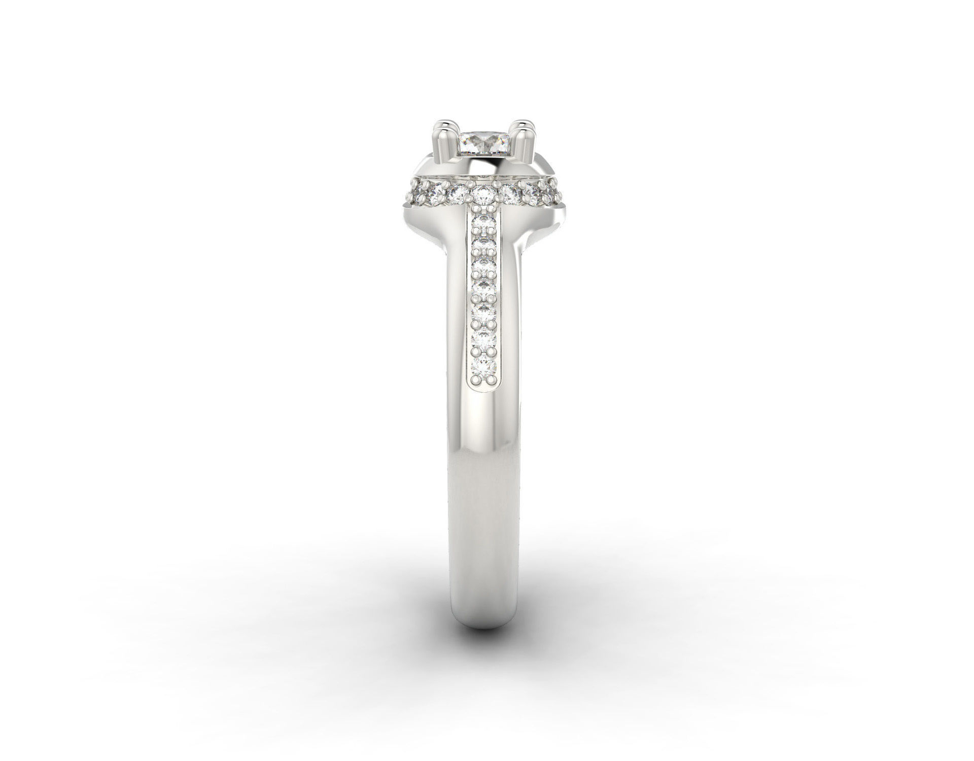 D-0995 diamond engagement ring gold 3D print model_2