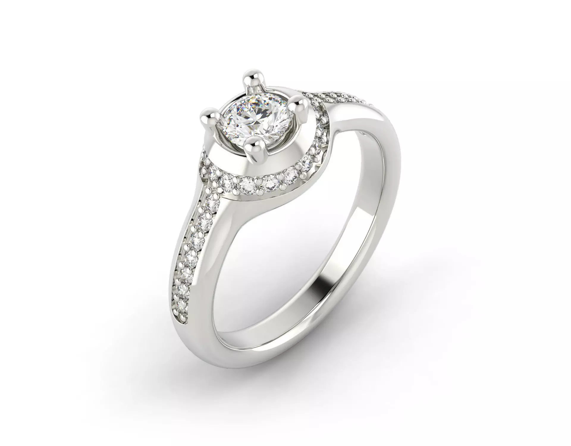 D-0995 diamond engagement ring gold 3D print model_0