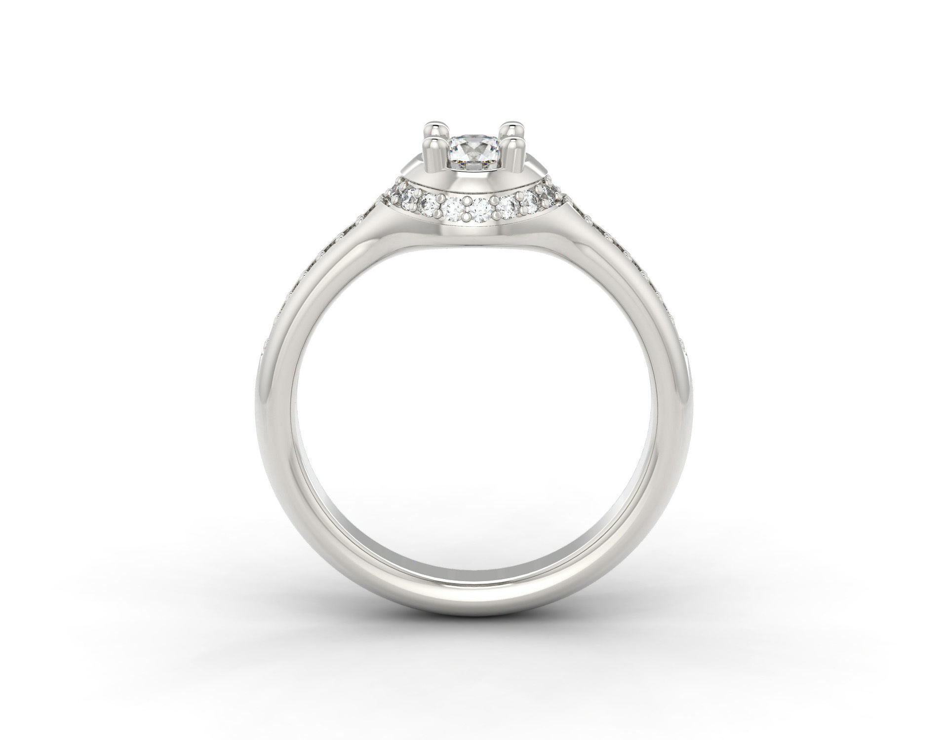 D-0995 diamond engagement ring gold 3D print model_1