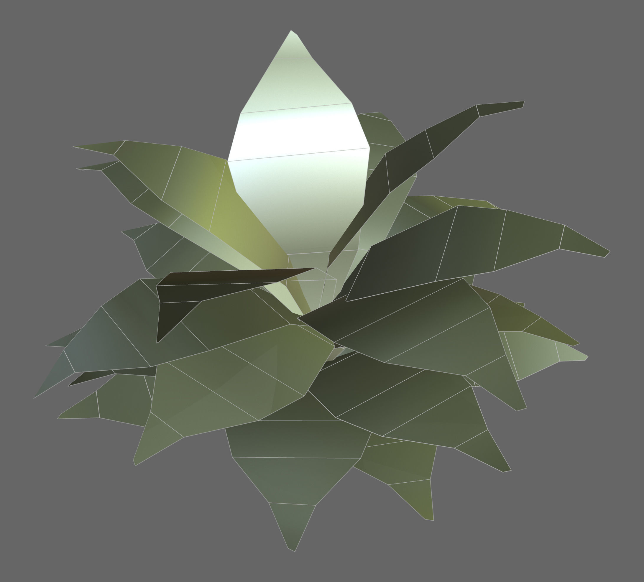 Tropical fern game-ready Low-poly 3D model_4