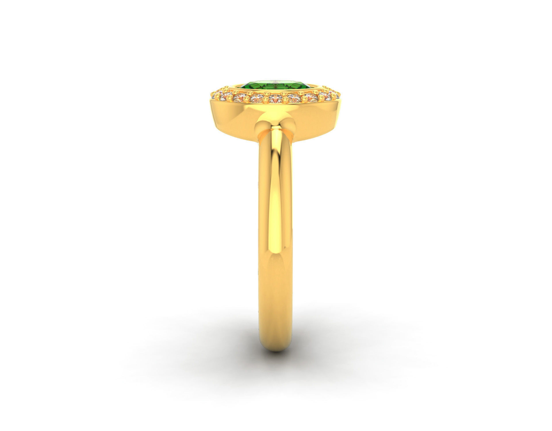 D-1040 oval emerald and diamond ring gold 3D print model_2