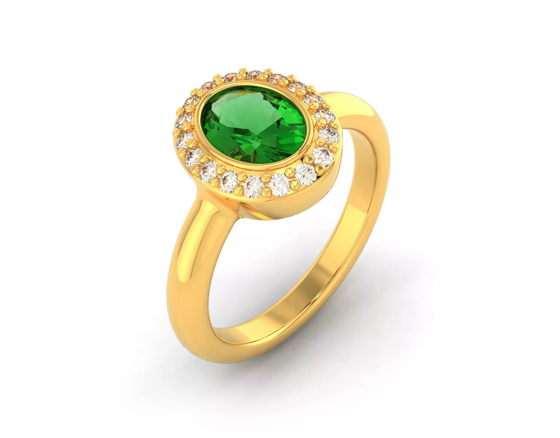 D-1040 oval emerald and diamond ring gold 3D print model_0