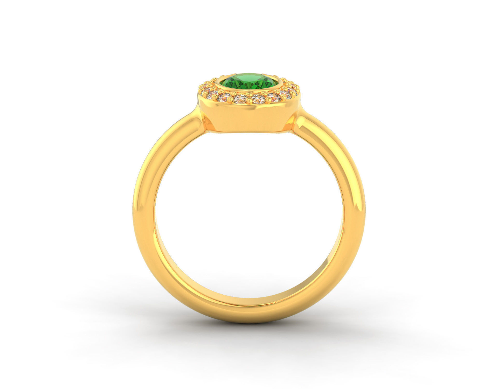 D-1040 oval emerald and diamond ring gold 3D print model_1