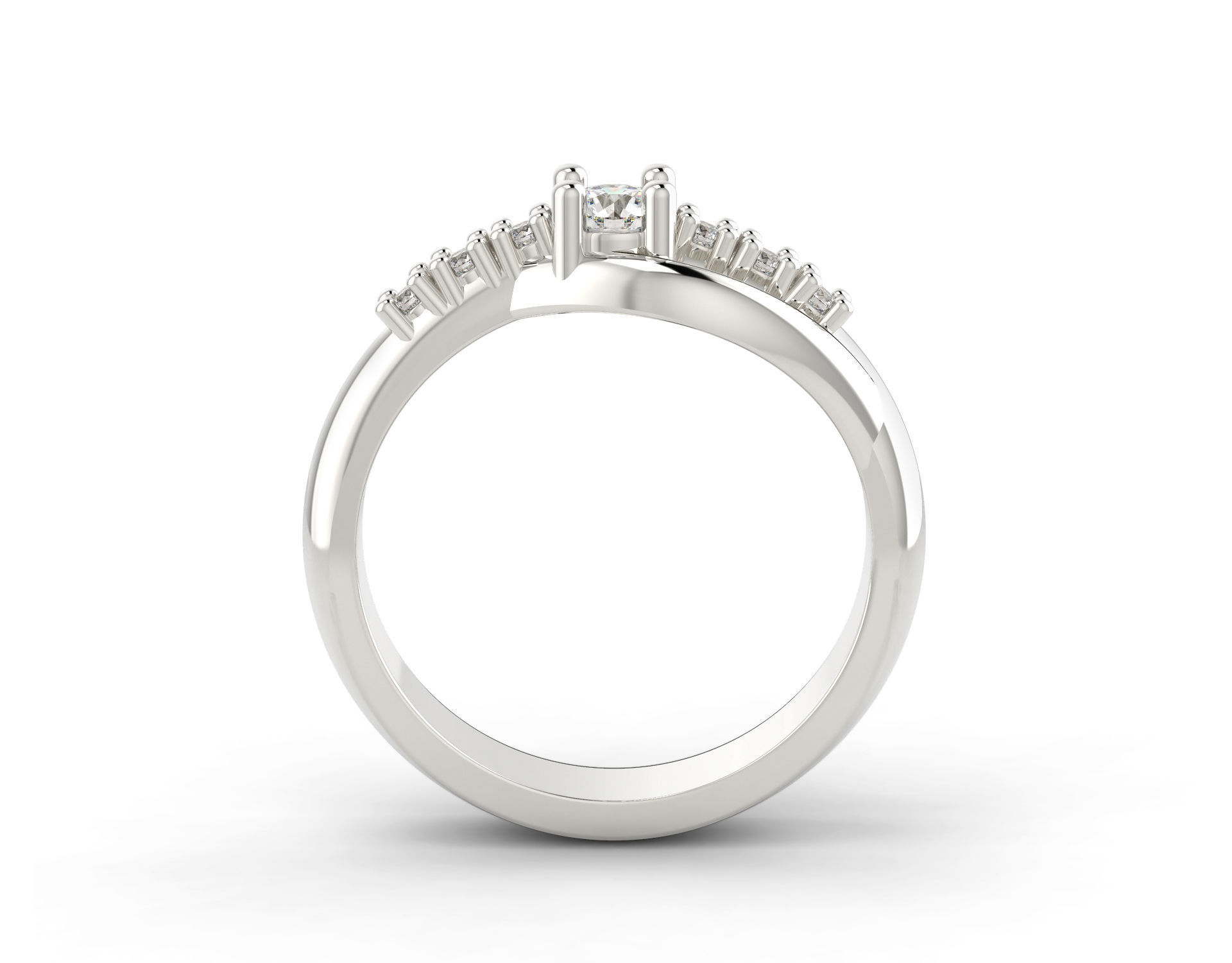 D-1062 diamond engagement ring gold 3D print model_1