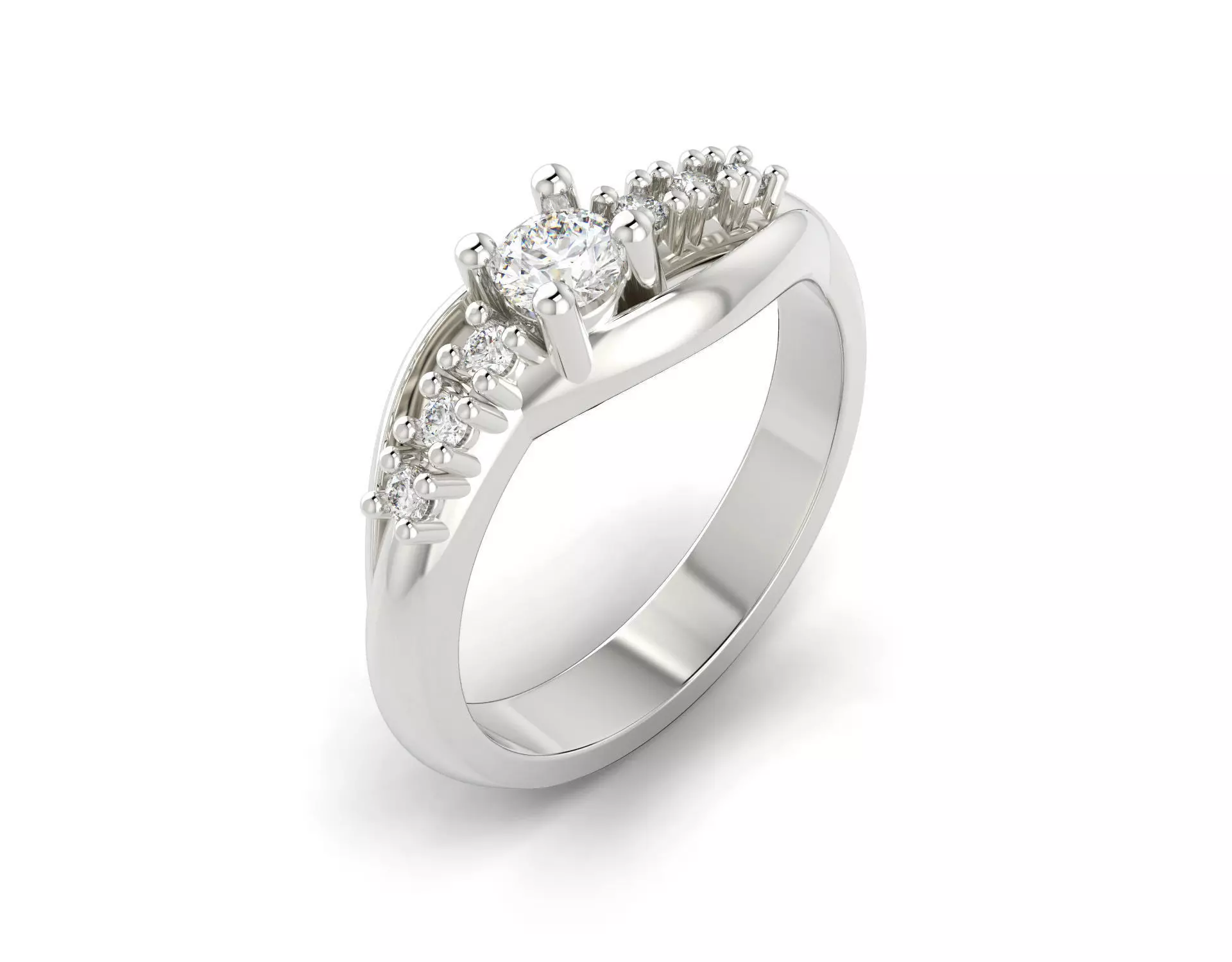 D-1062 diamond engagement ring gold 3D print model_0