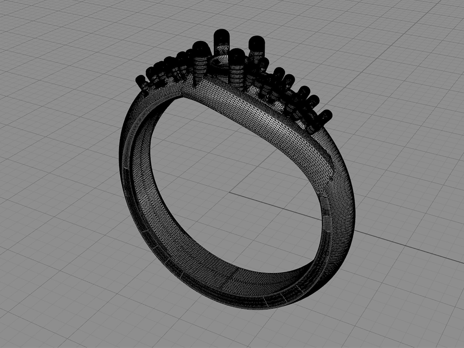 D-1062 diamond engagement ring gold 3D print model_4