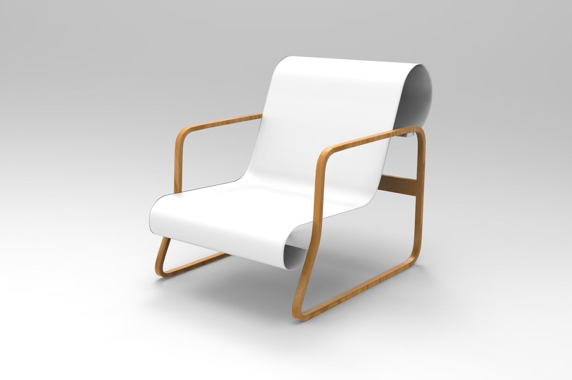 Paimio Armchair Low-poly 3D model_1
