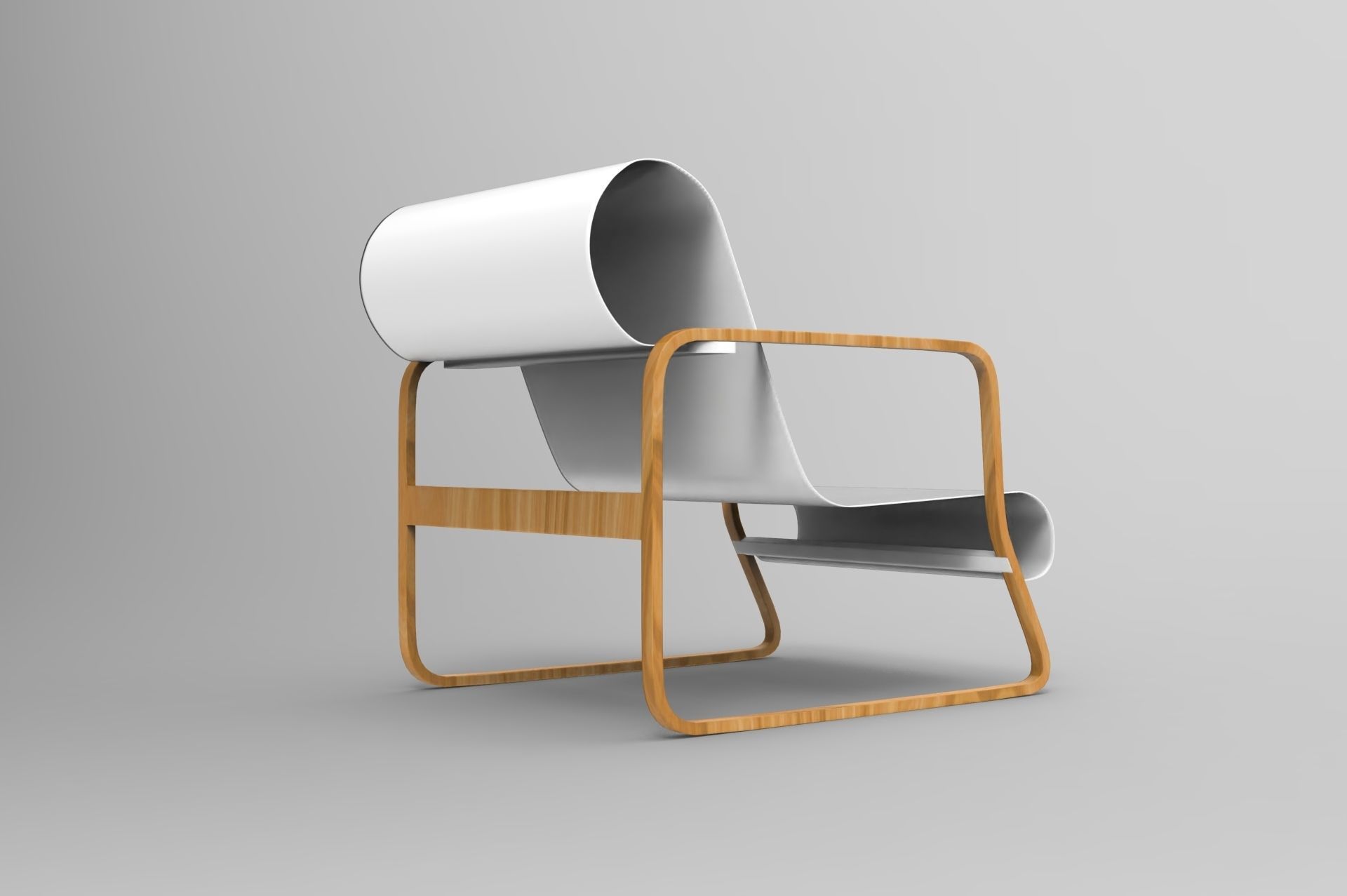 Paimio Armchair Low-poly 3D model_3