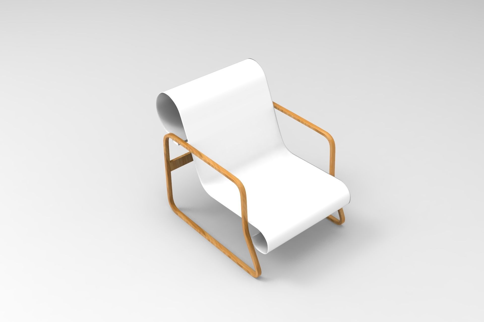 Paimio Armchair Low-poly 3D model_4