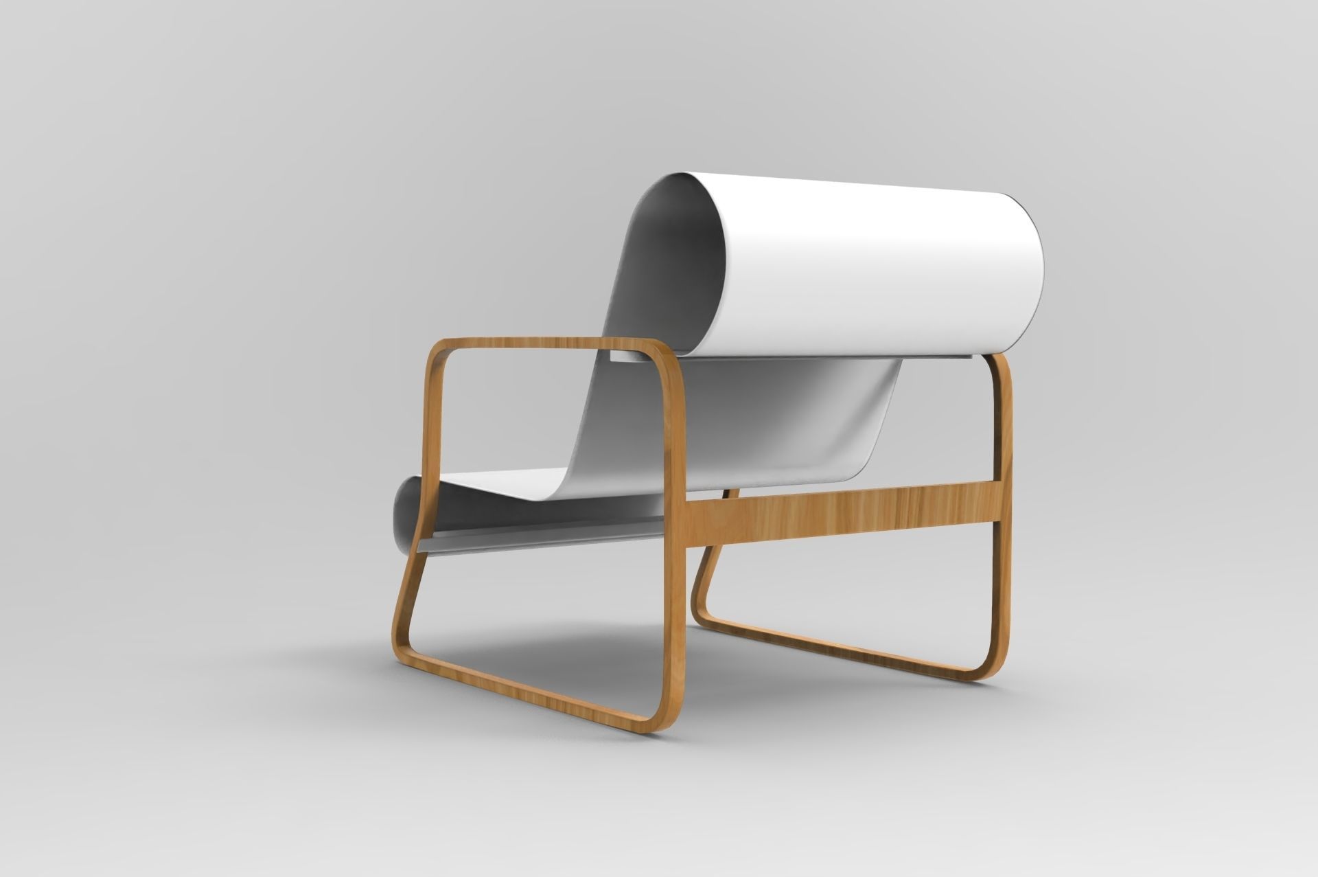 Paimio Armchair Low-poly 3D model_2