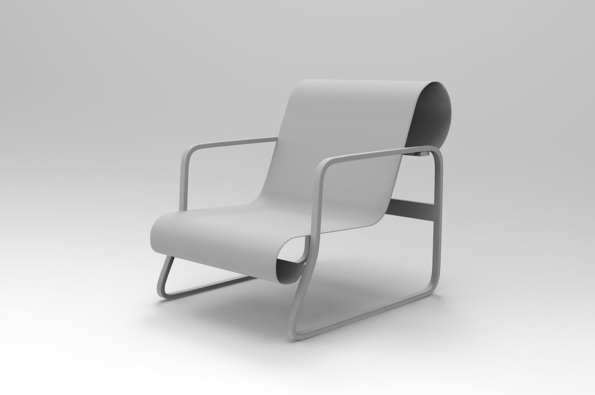 Paimio Armchair Low-poly 3D model_7
