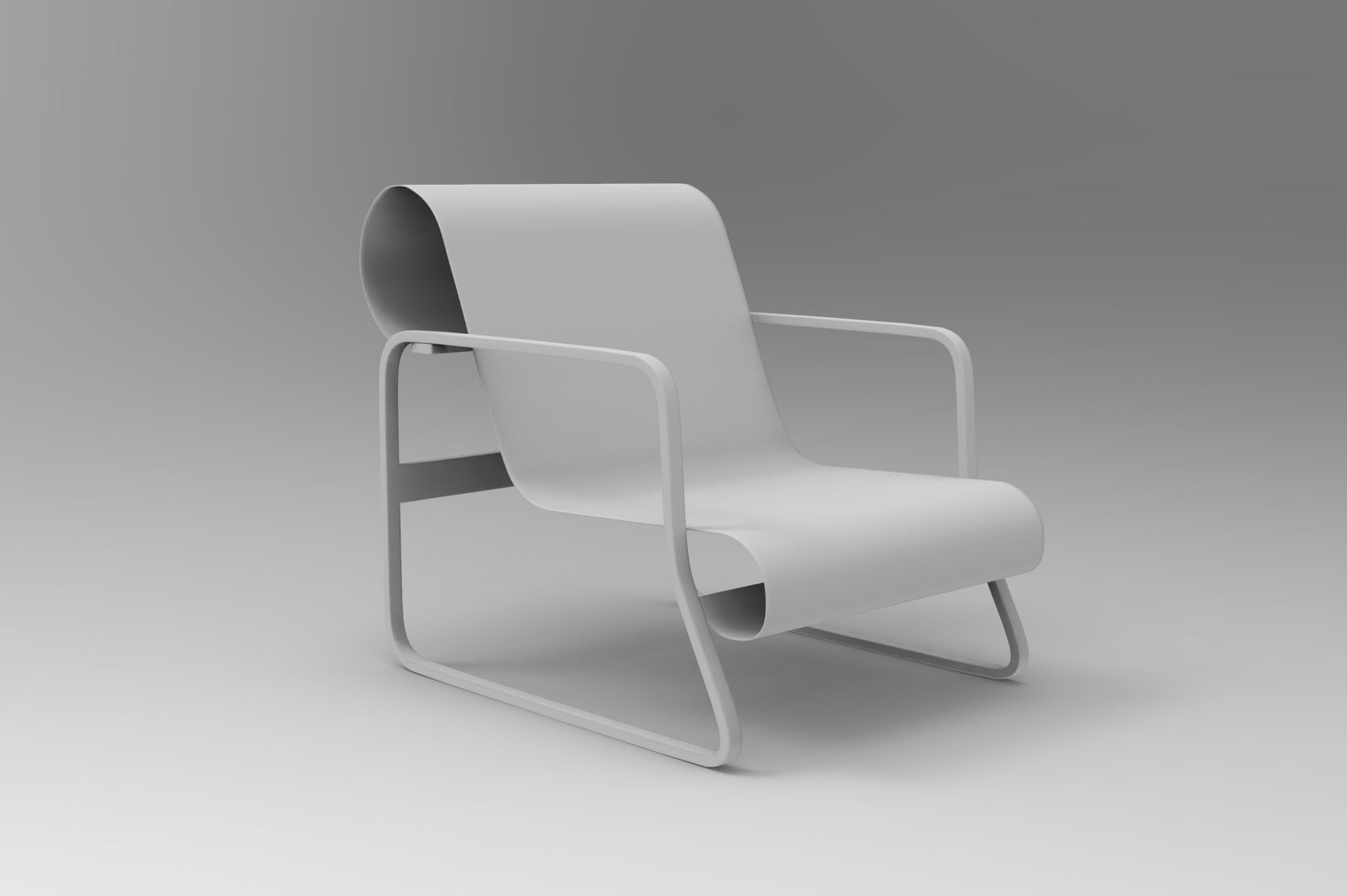 Paimio Armchair Low-poly 3D model_8