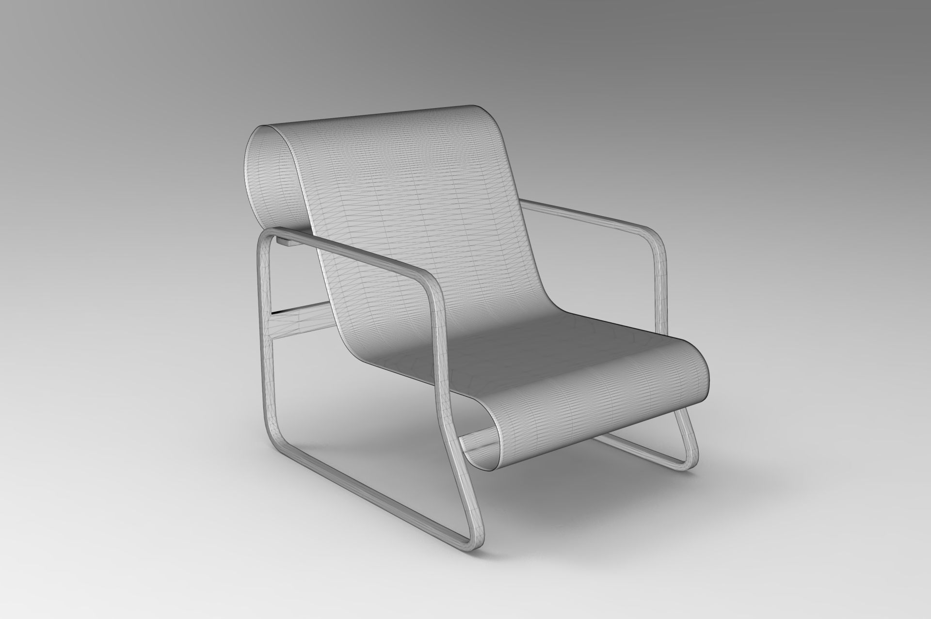 Paimio Armchair Low-poly 3D model_5