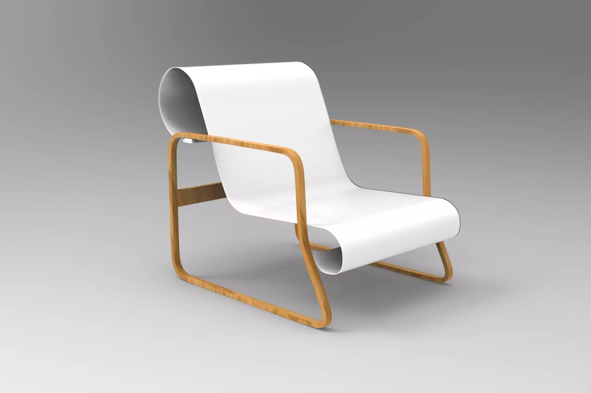 Paimio Armchair Low-poly 3D model_0