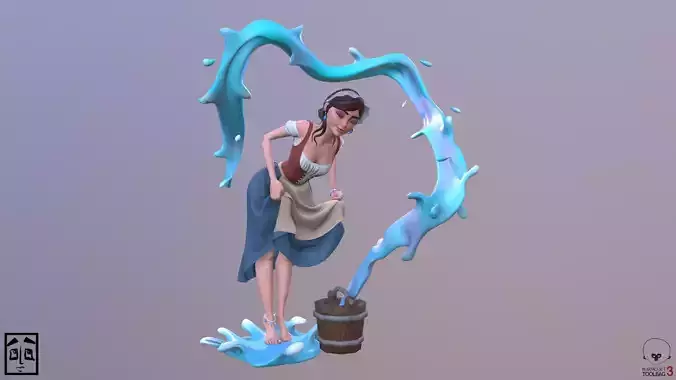 WaterGirl woman pouring water into bucket