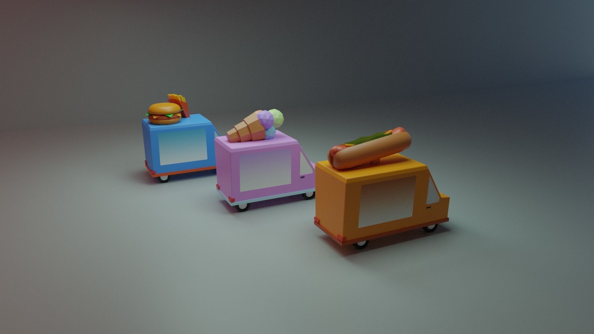 Food Cars Low-poly 3D model_2