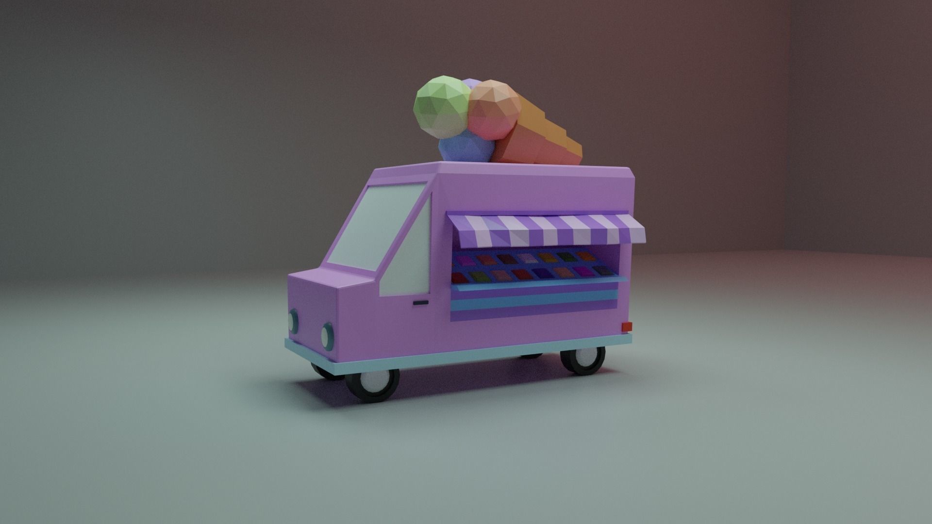 Food Cars Low-poly 3D model_4