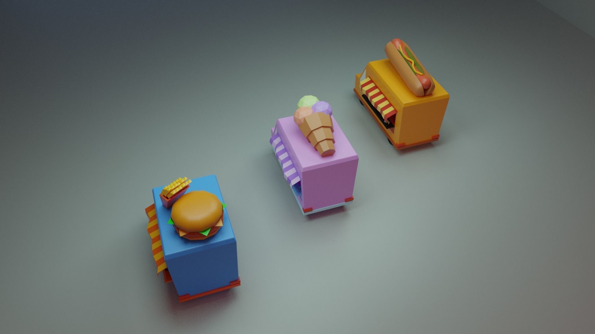 Food Cars Low-poly 3D model_3