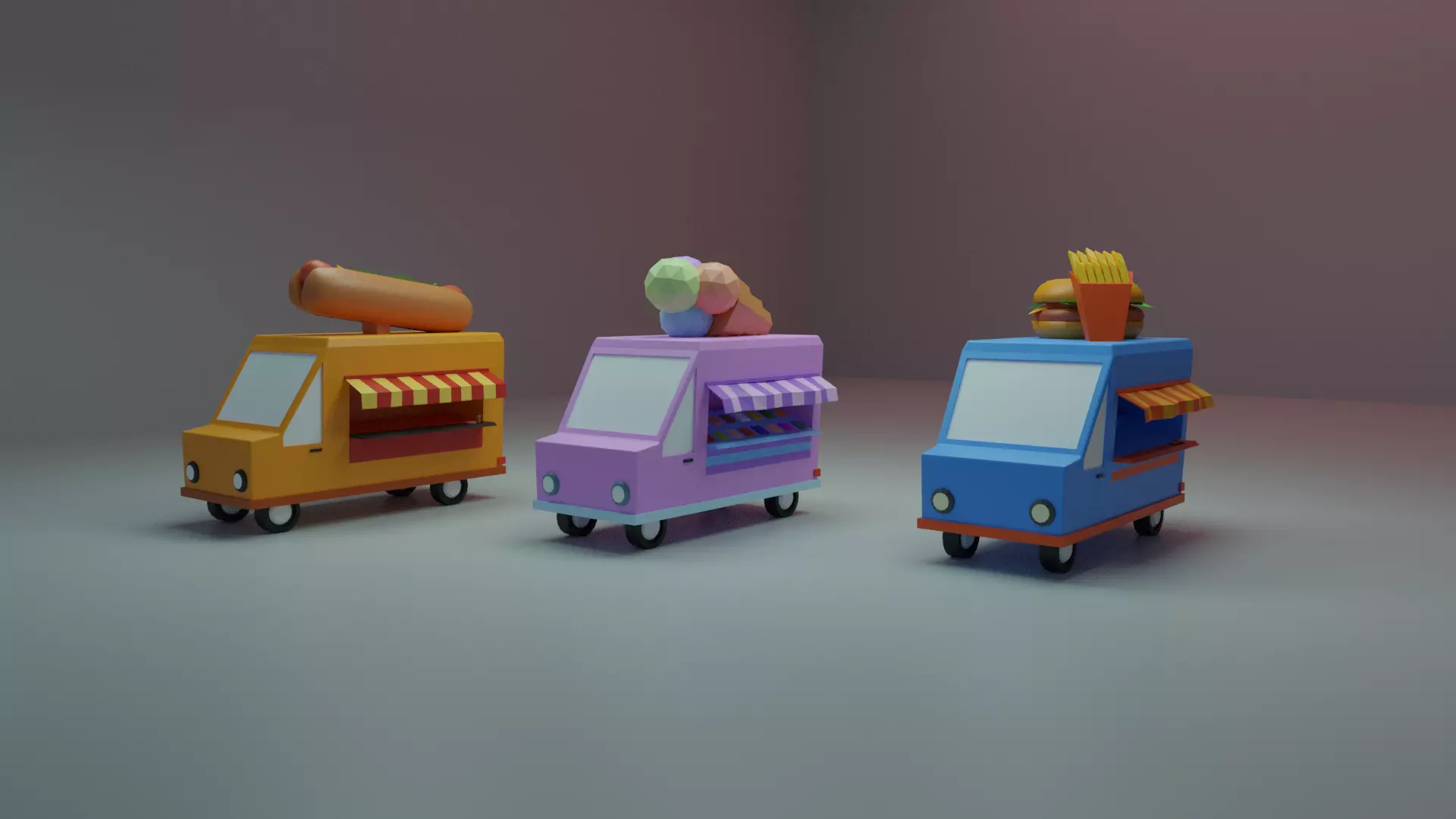 Food Cars Low-poly 3D model_0