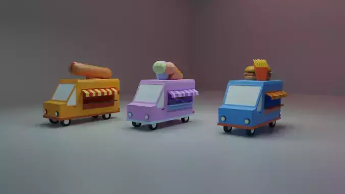 Food Cars Low-poly 3D model
