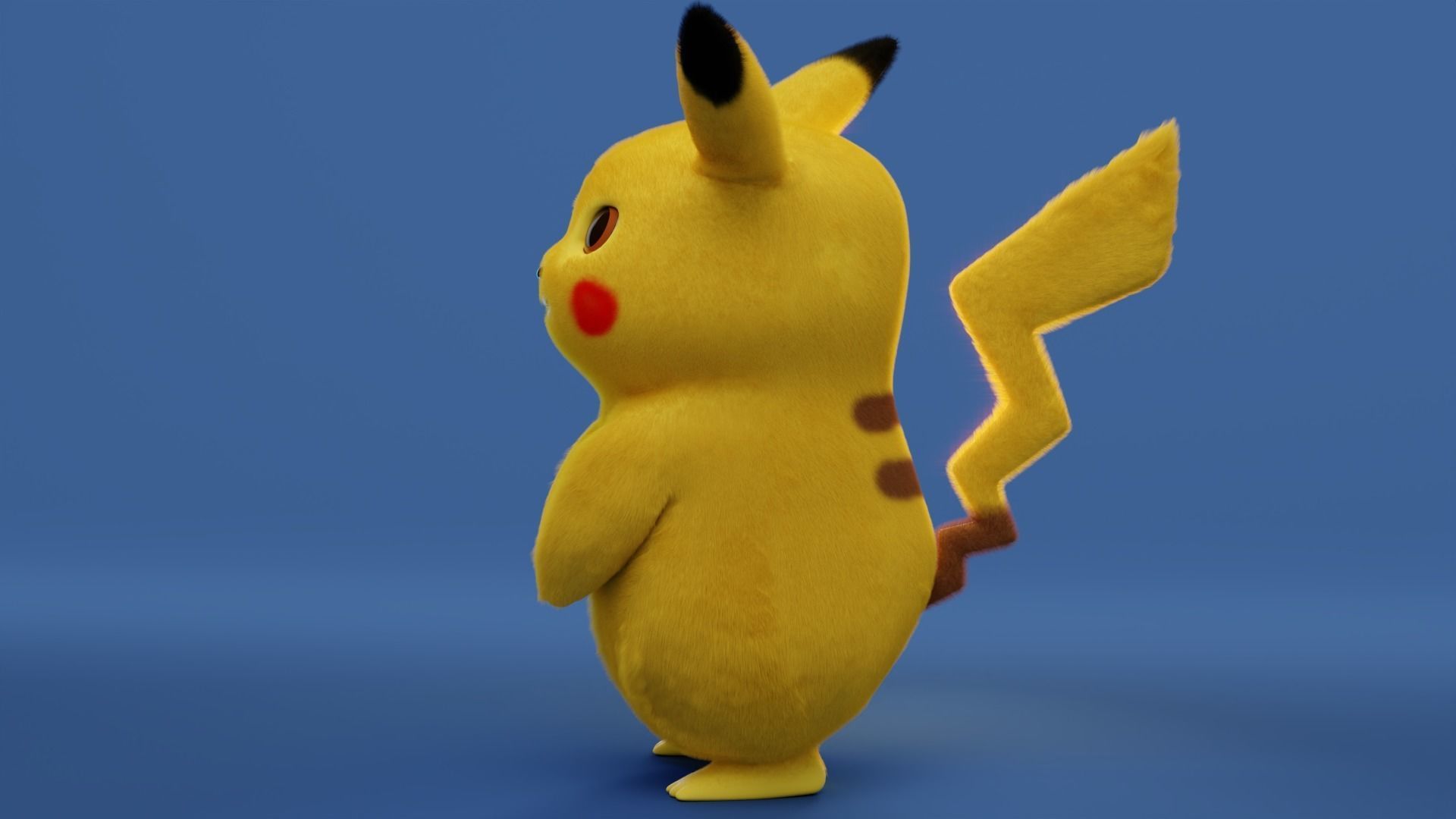 Pikachu Model With Fur Texture 3D model_6