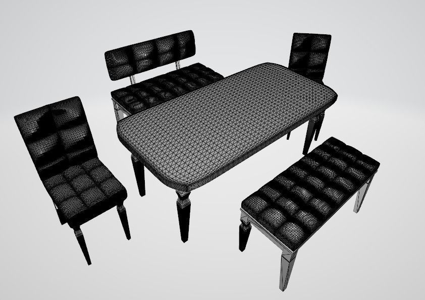 Dining Table 3D Basic Lux Modern  Free 3D model_1