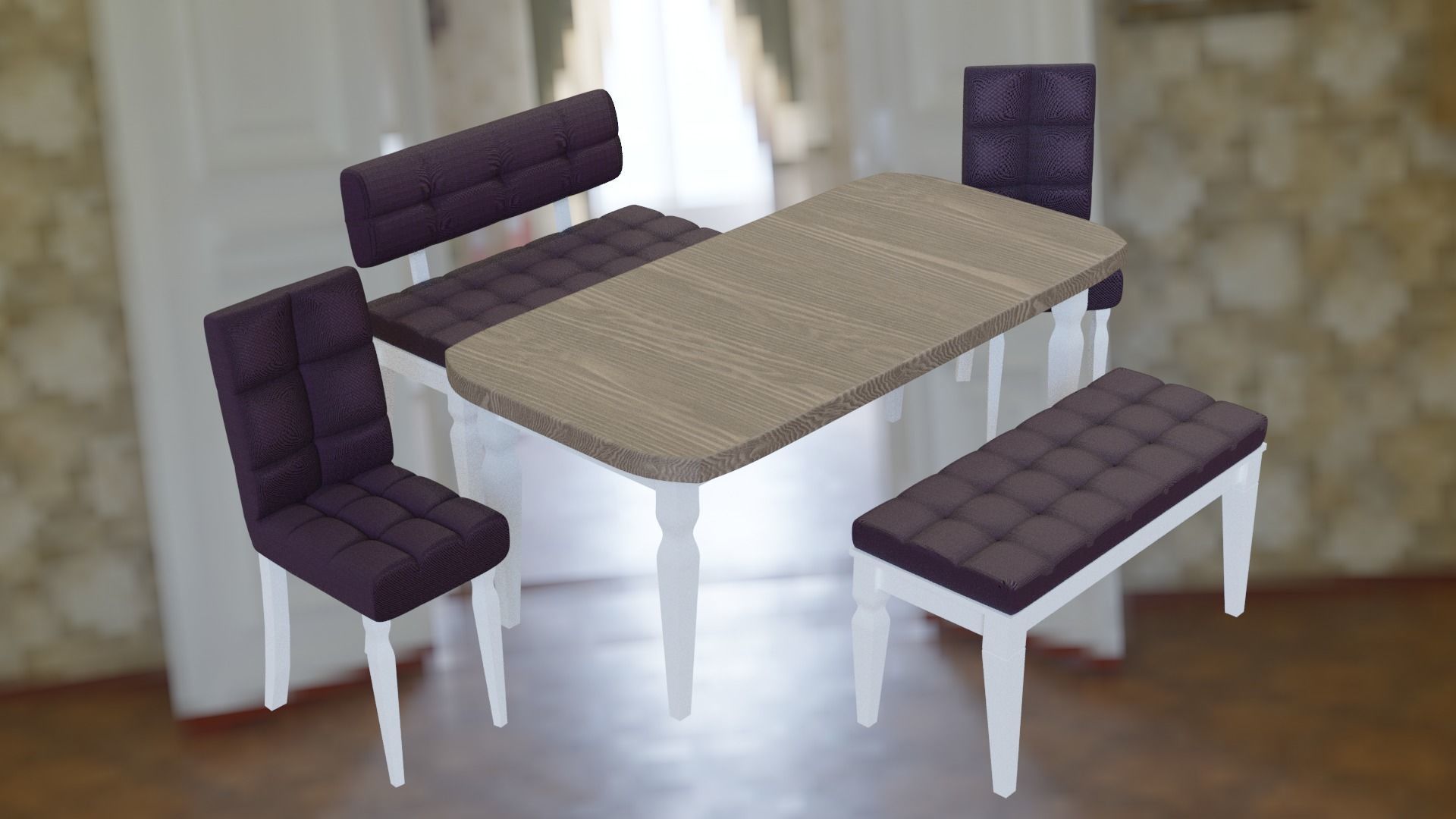 Dining Table 3D Basic Lux Modern  Free 3D model_4