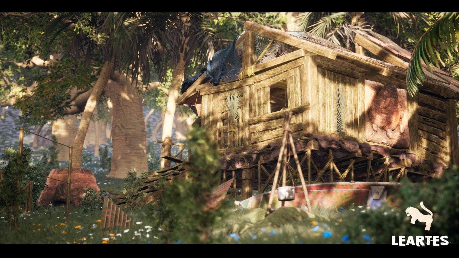 Abandoned Hut in Tropical Island Survival Post Apocalyptic Low-poly 3D model_10
