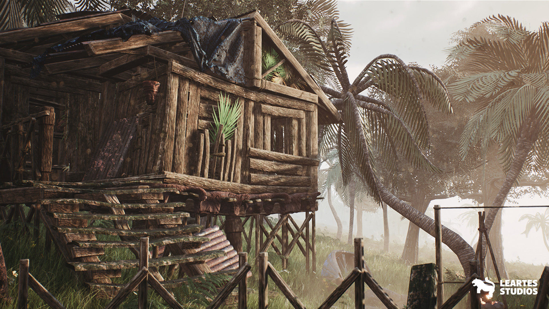 Abandoned Hut in Tropical Island Survival Post Apocalyptic Low-poly 3D model_2