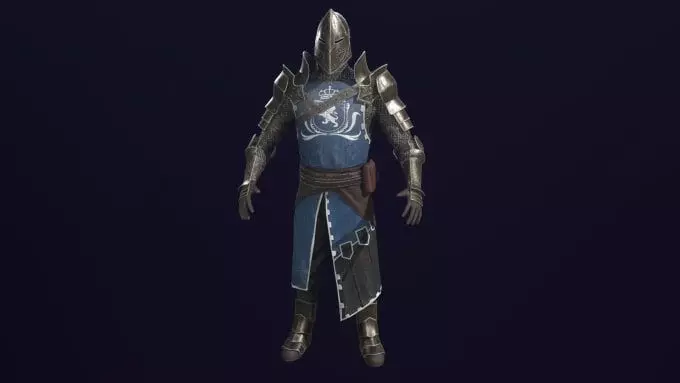 Knight in shining armor Low-poly 3D model