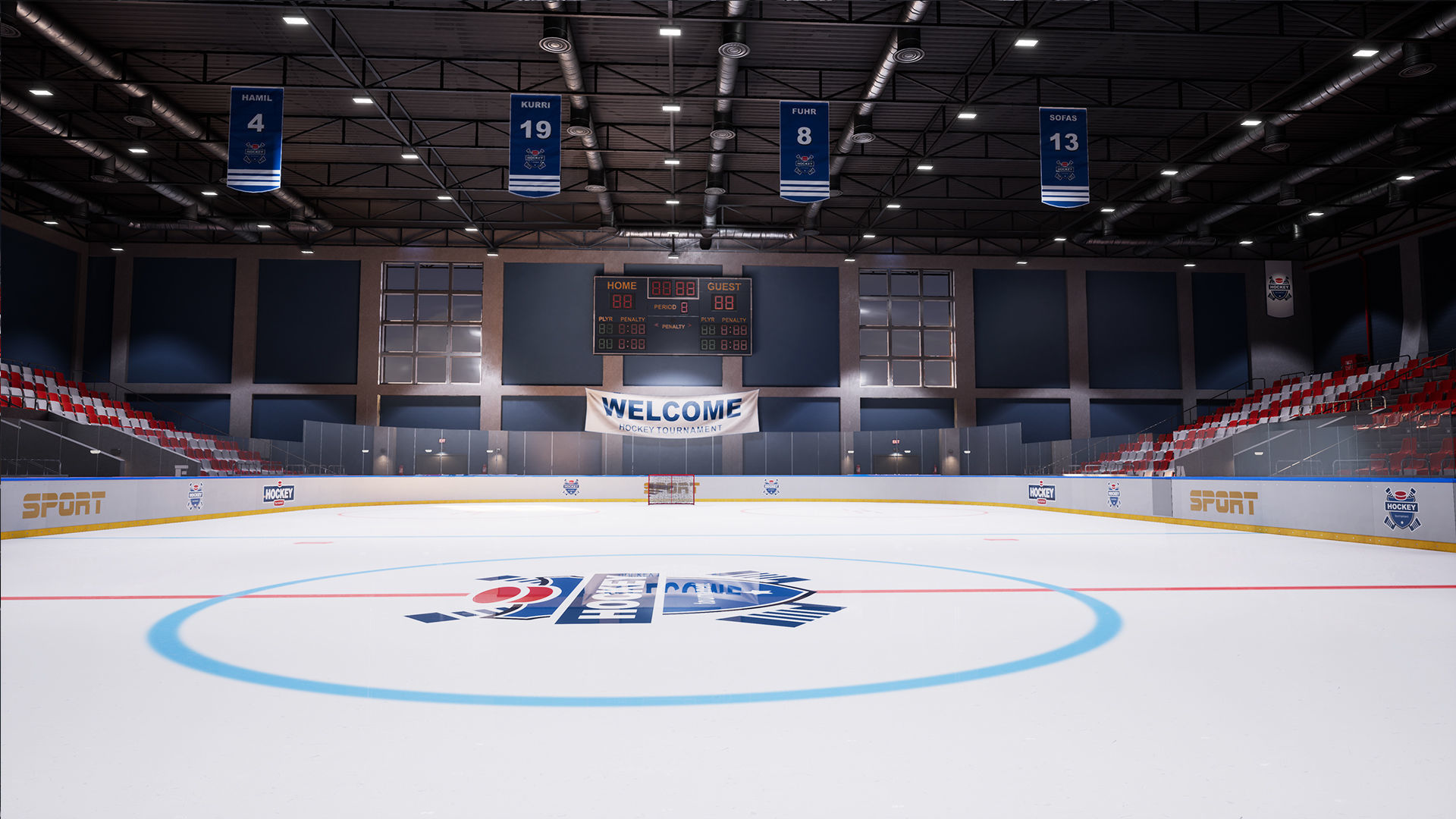 Hockey stadium Low-poly 3D model_4