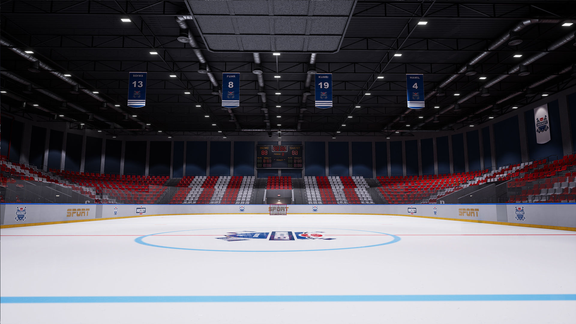 Hockey stadium Low-poly 3D model_3