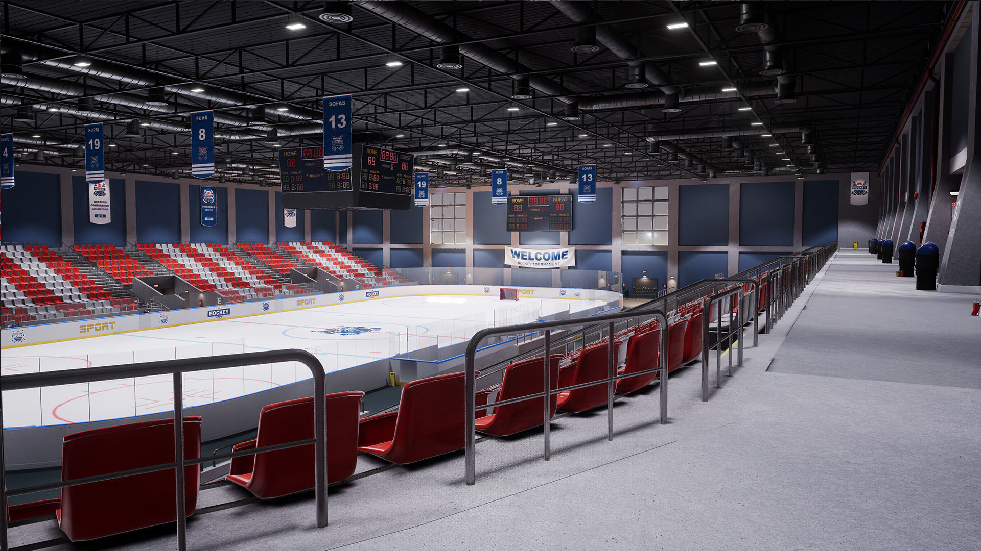 Hockey stadium Low-poly 3D model_9