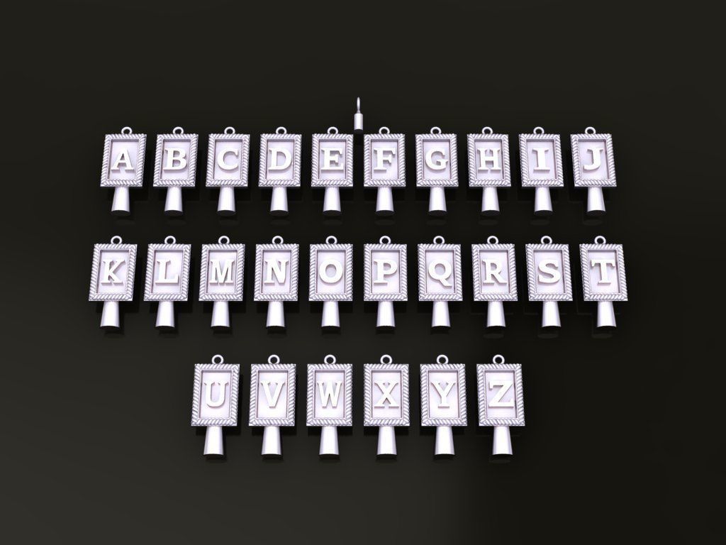 Antique Vintage Style Box Rectangle Letter Frame Pendant STYLE 7 3D print model_2