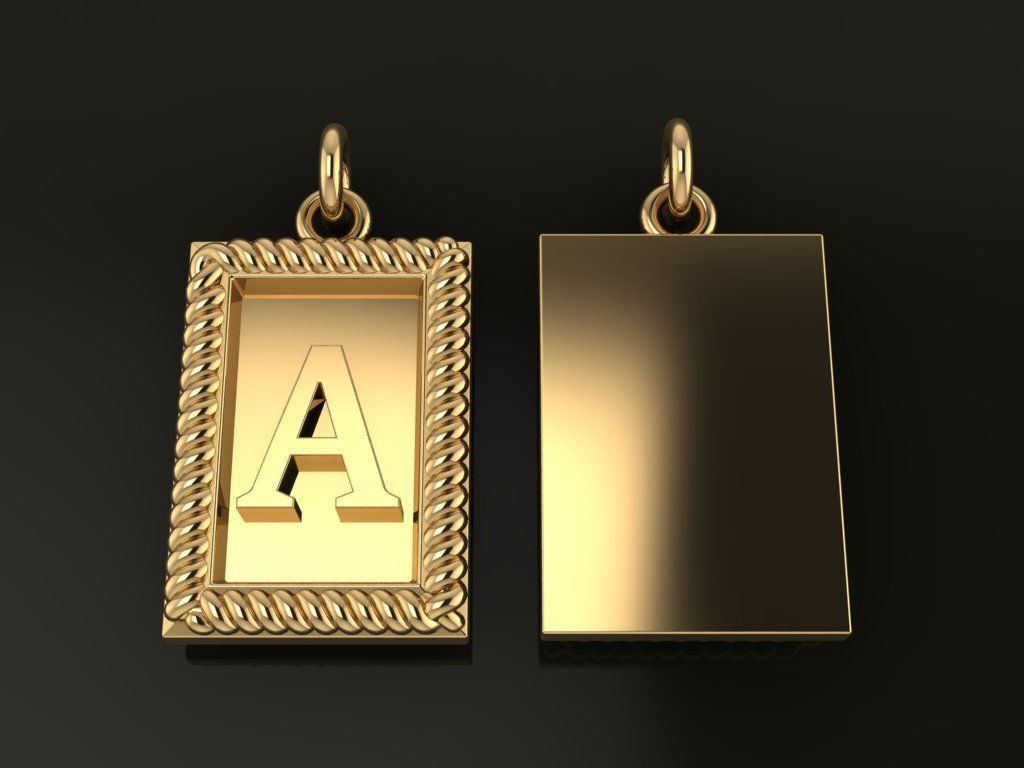 Antique Vintage Style Box Rectangle Letter Frame Pendant STYLE 7 3D print model_4