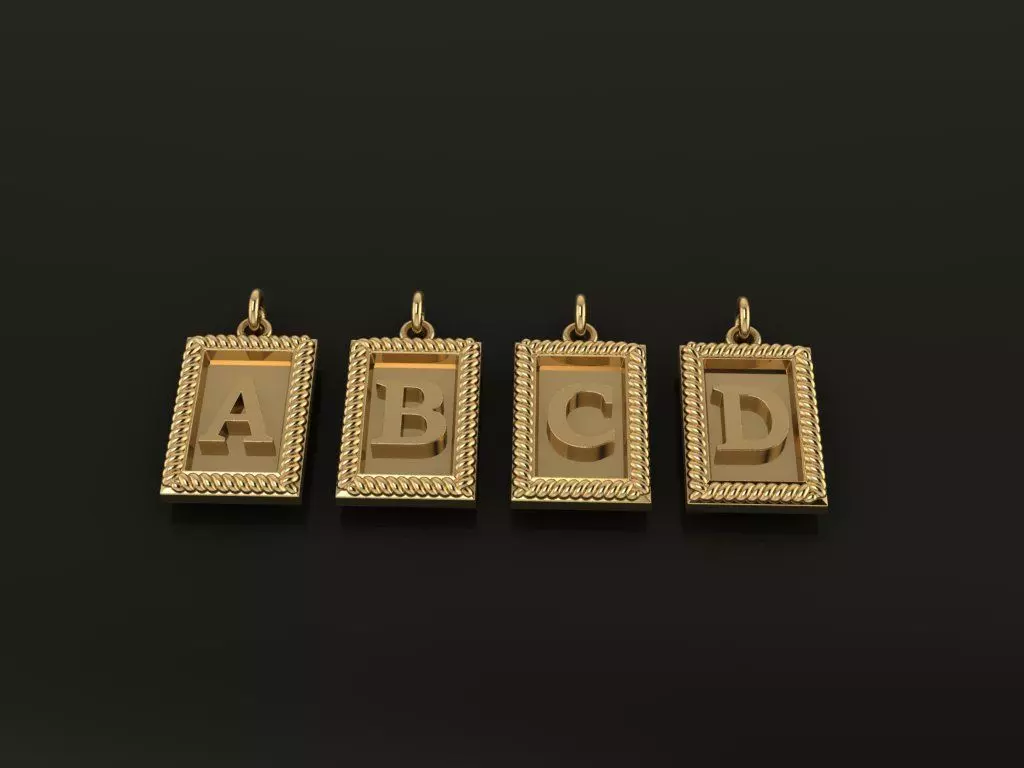 Antique Vintage Style Box Rectangle Letter Frame Pendant STYLE 7 3D print model_0