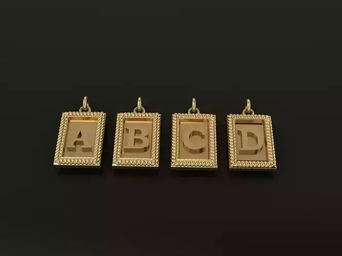 Antique Vintage Style Box Rectangle Letter Frame Pendant STYLE 7