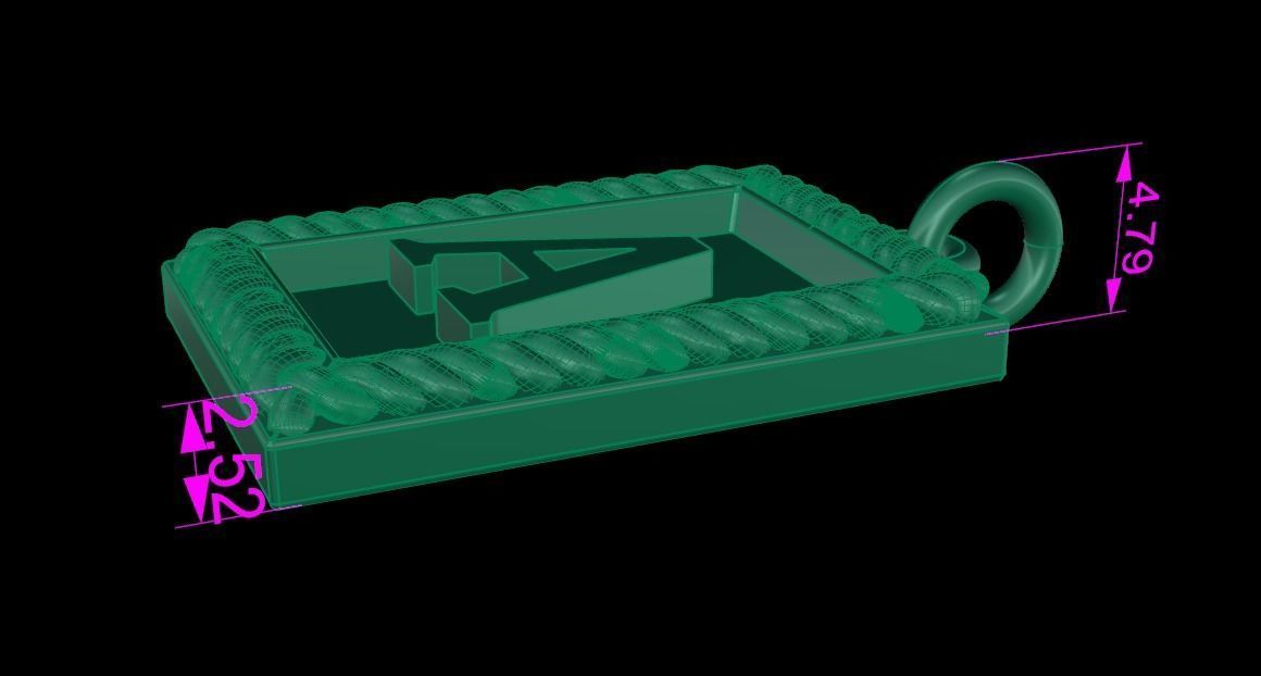 Antique Vintage Style Box Rectangle Letter Frame Pendant STYLE 7 3D print model_9