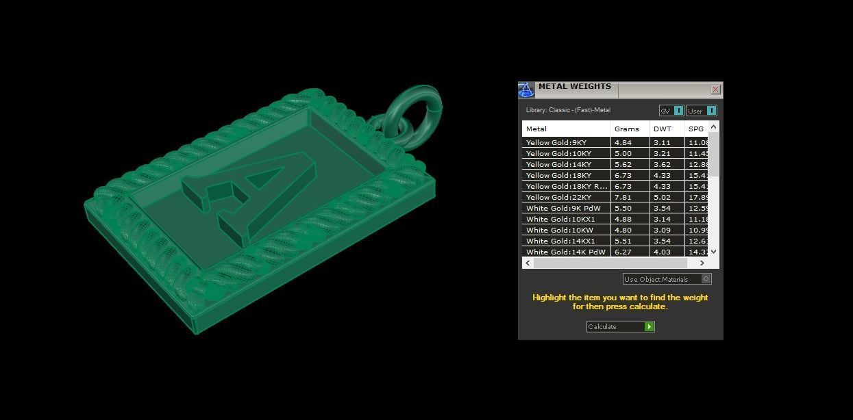 Antique Vintage Style Box Rectangle Letter Frame Pendant STYLE 7 3D print model_8