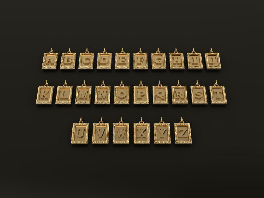 Antique Vintage Style Box Rectangle Letter Frame Pendant STYLE 7 3D print model_1