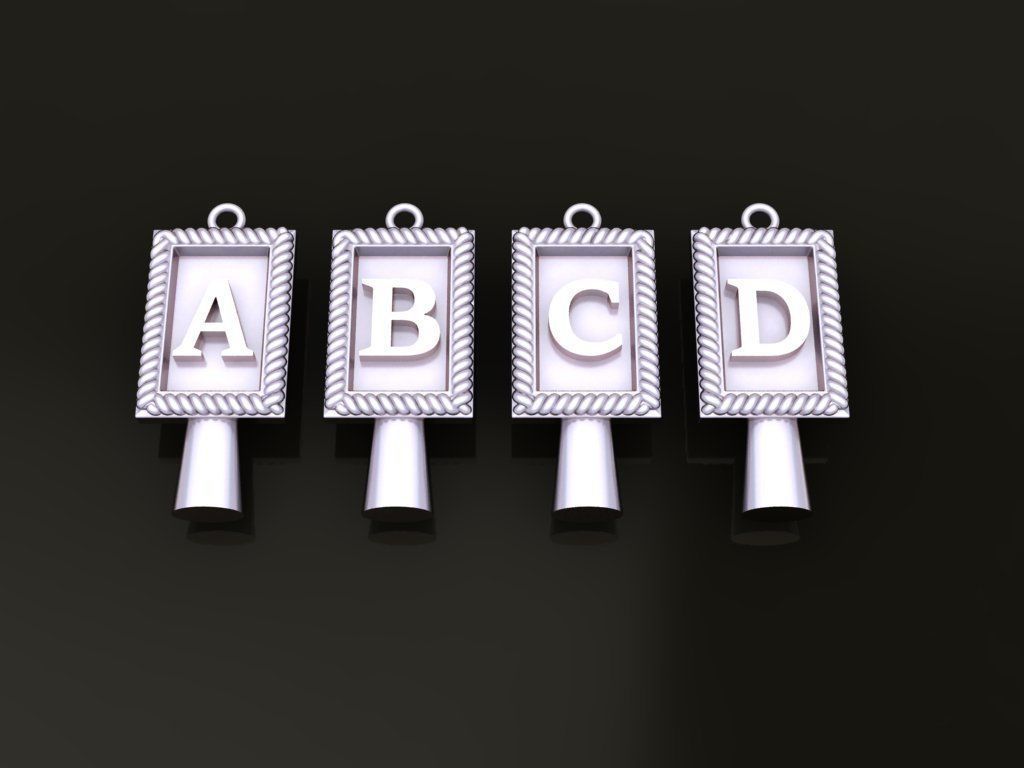 Antique Vintage Style Box Rectangle Letter Frame Pendant STYLE 7 3D print model_5