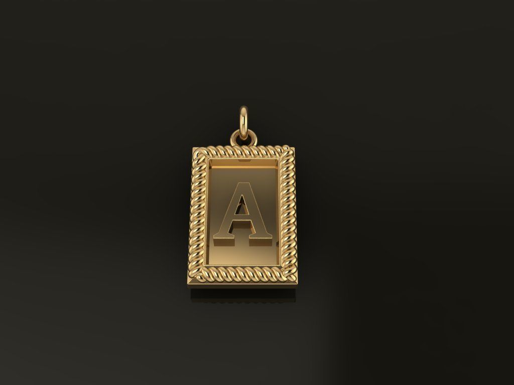 Antique Vintage Style Box Rectangle Letter Frame Pendant STYLE 7 3D print model_3