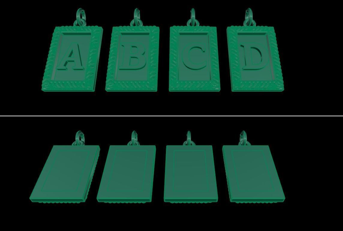 Antique Vintage Style Box Rectangle Letter Frame Pendant STYLE 7 3D print model_14