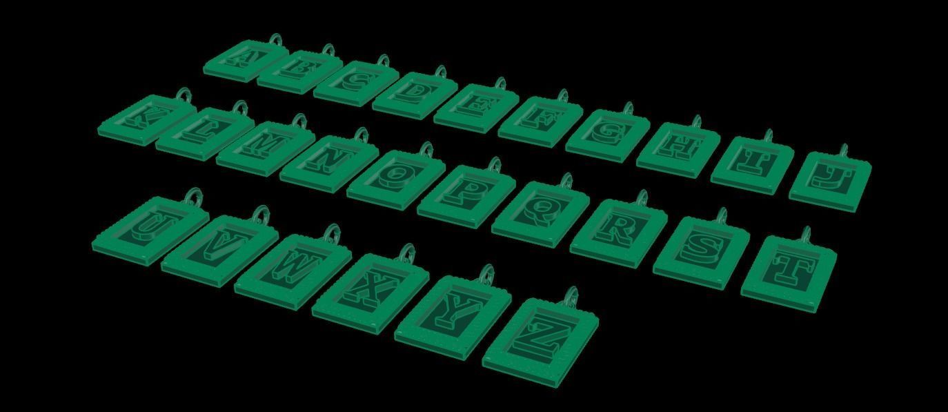 Antique Vintage Style Box Rectangle Letter Frame Pendant STYLE 7 3D print model_11