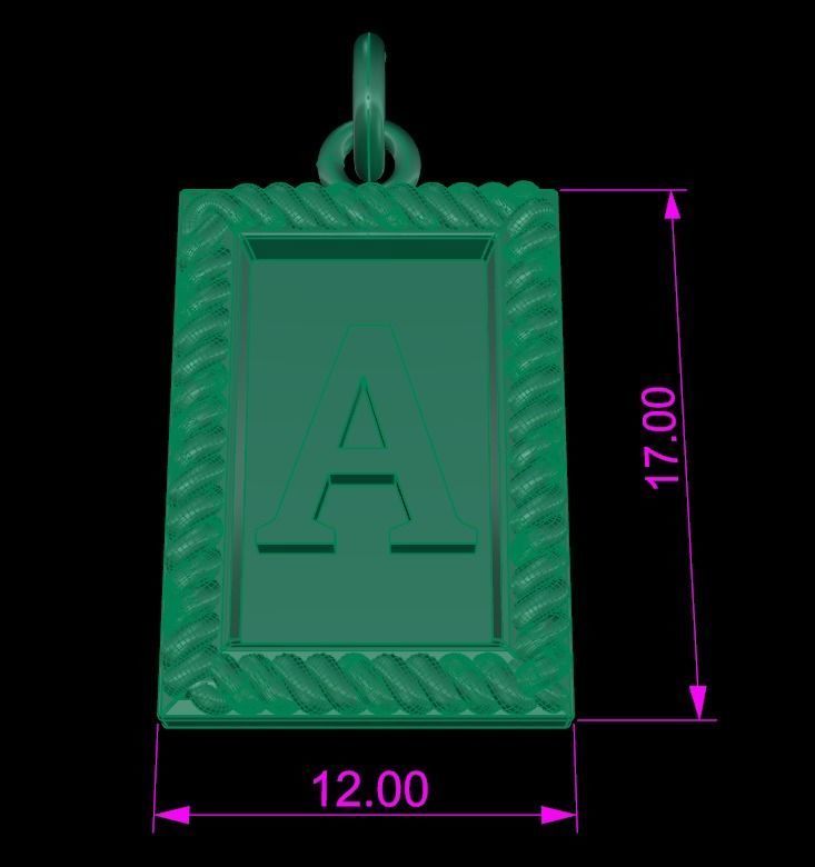 Antique Vintage Style Box Rectangle Letter Frame Pendant STYLE 7 3D print model_10