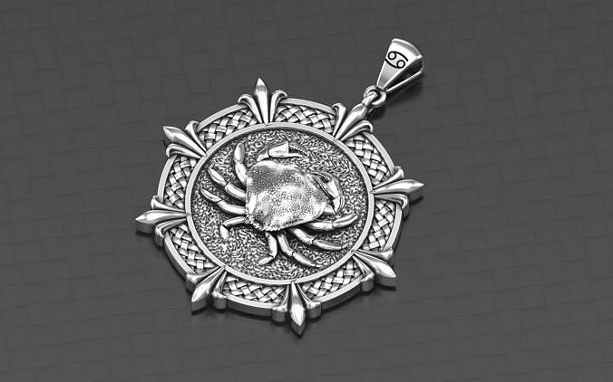 Cancer Zodiac Horoscope pendant medalion jewelry  3D print model