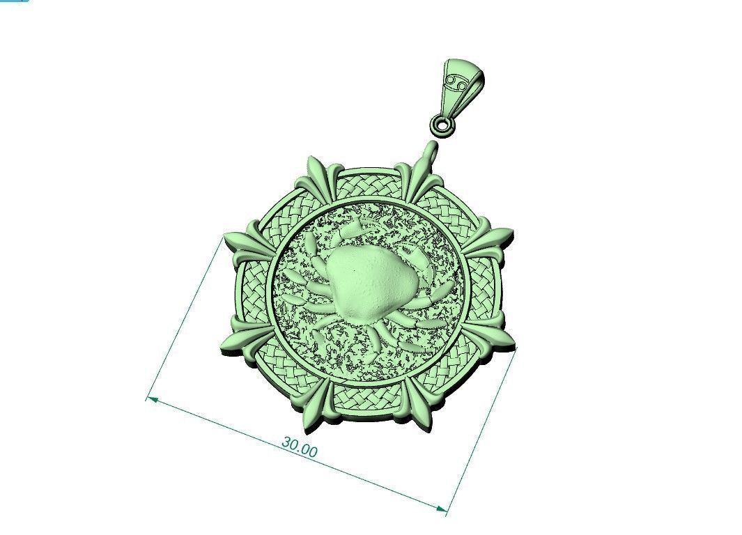 Cancer Zodiac Horoscope pendant medalion jewelry  3D print model_5