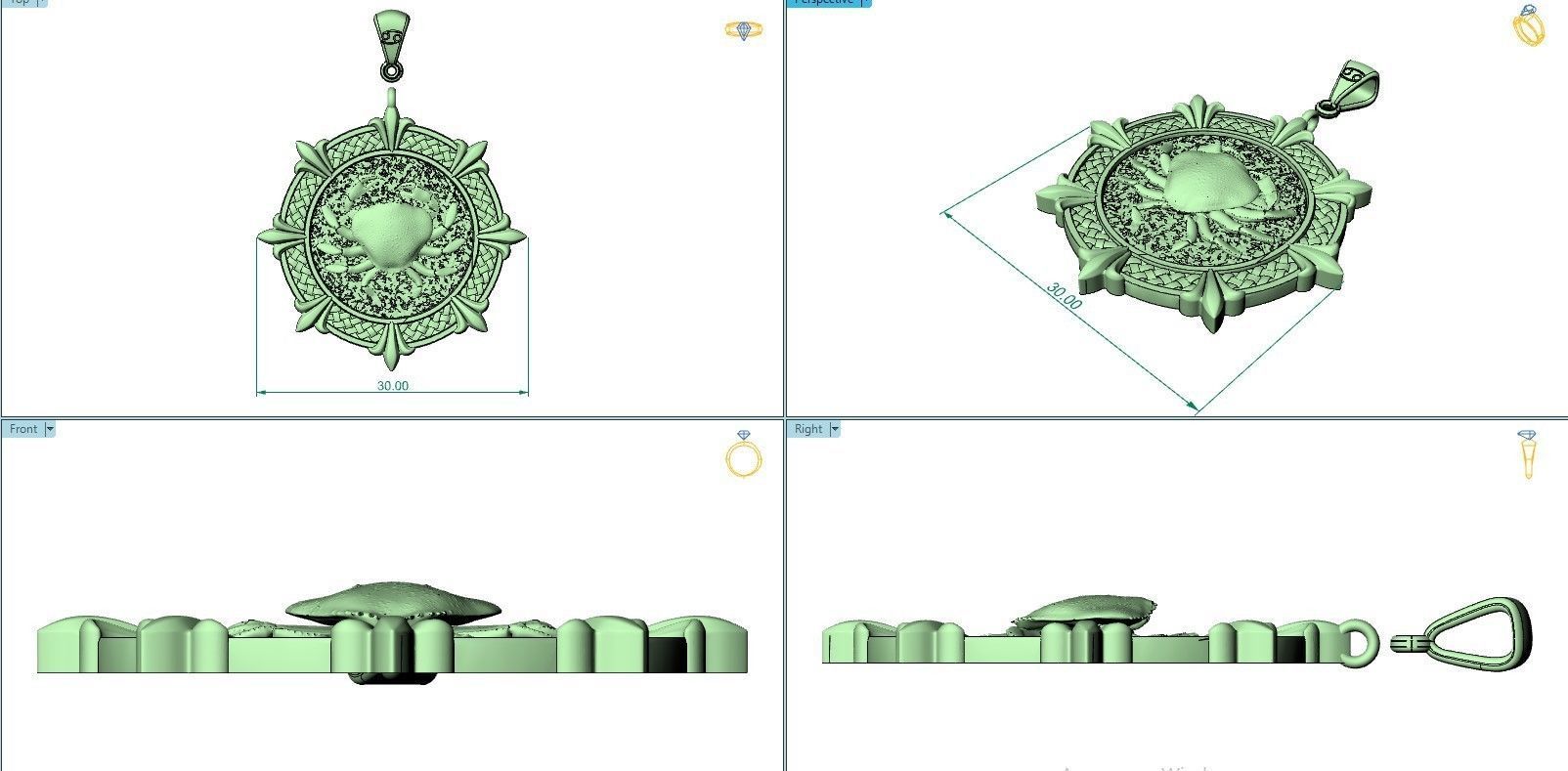 Cancer Zodiac Horoscope pendant medalion jewelry  3D print model_10
