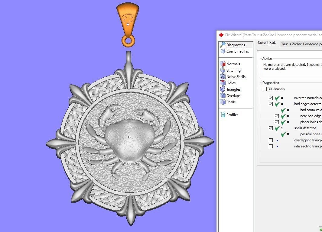 Cancer Zodiac Horoscope pendant medalion jewelry  3D print model_11